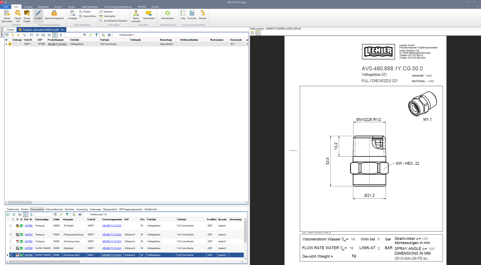Lechler Screenshot aus PRO.FILE Lechler Screenshot aus PRO.FILE