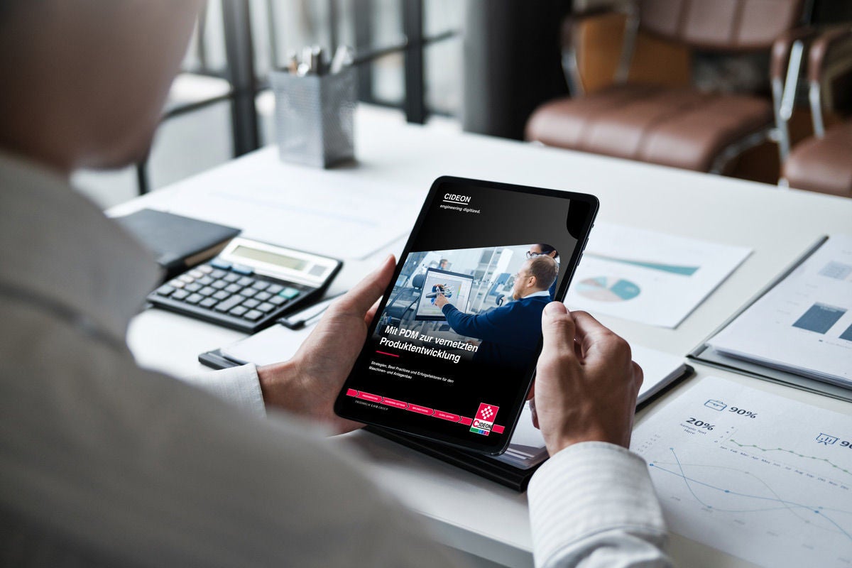 Whitepaper PDM auf einem Tablet